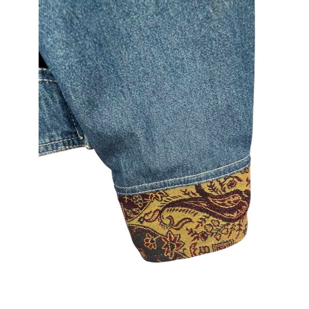 JJill Out Of The Blue Velvet Tapestry Patchwork Denim Jacket - Picture 2 of 6